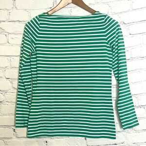 ANN Mashburn, green and white striped top size small